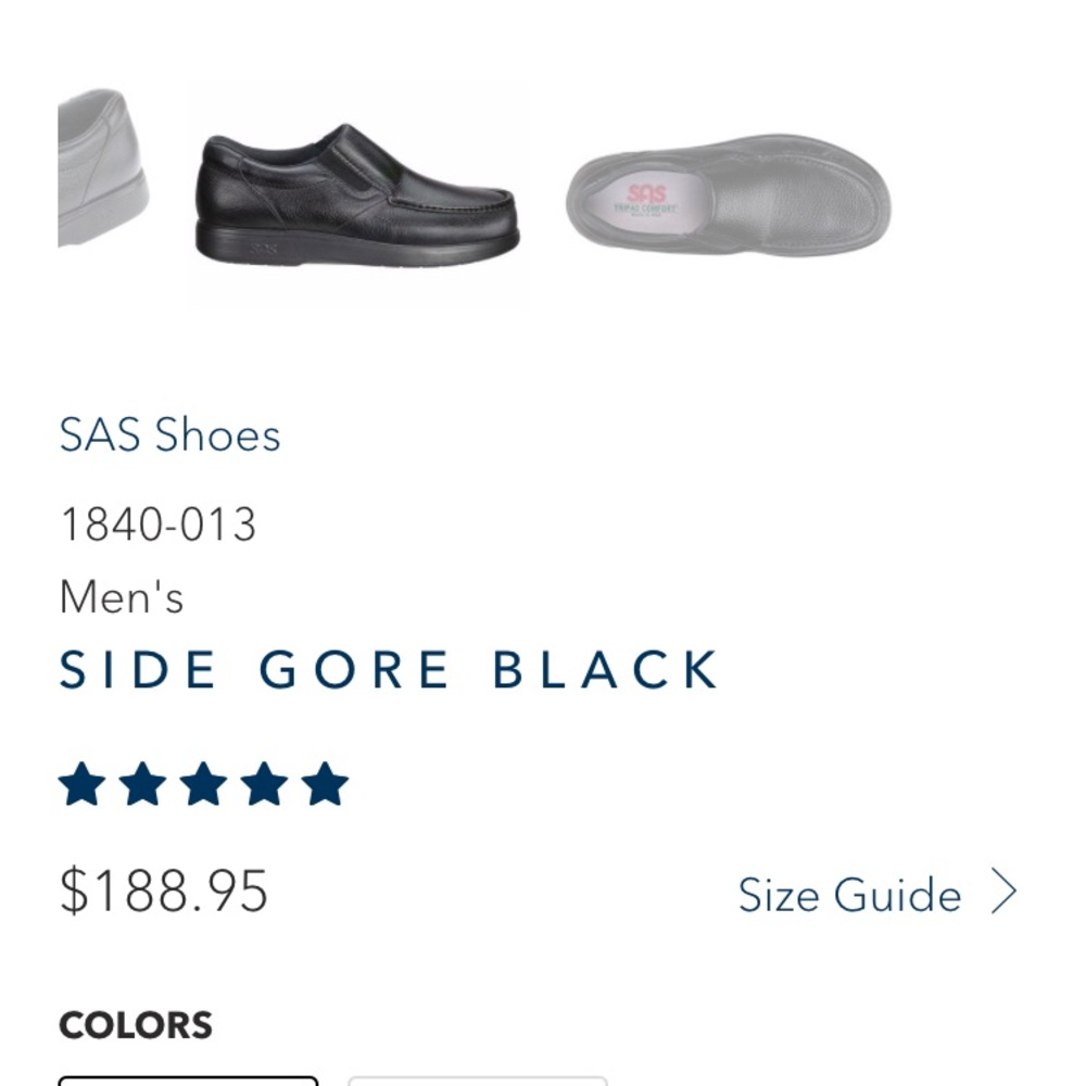 Side Gore Black SAS loafers - size 9